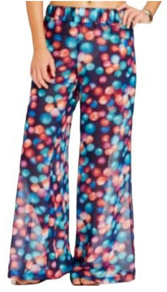 Pantalones de natación BAR III multicolor a lunares pierna ancha de gasa transparente (S) nuevos con etiquetas Foto 2 de 4