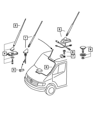 Cable de antena eléctrica delantera para Dodge Sprinter 2500 2004 (N/P 5134923AB)