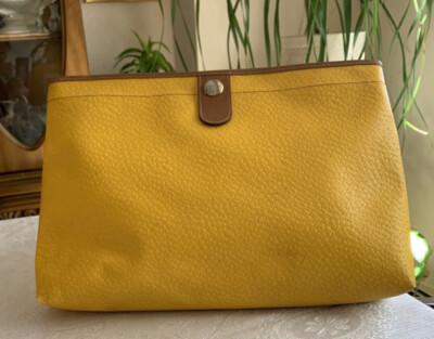 LANCEL/ PARIS vintage/ new YELLOW LARGE CLUTCH BAG