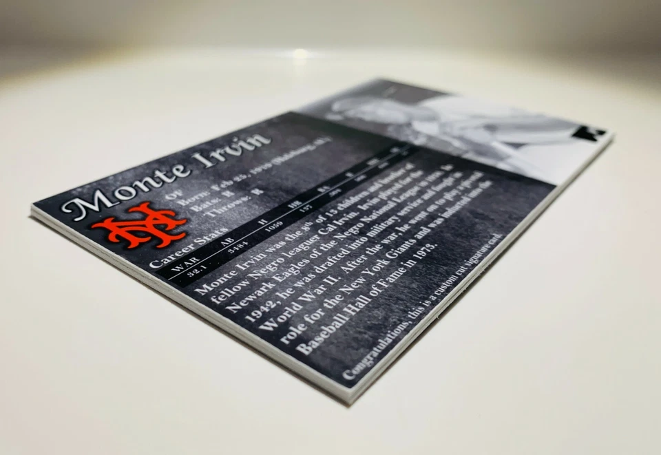 Monte Irvin HOF Custom Cut Signature Jumbo Card (3x5in) BEAUTIFUL PIECE - Image 4 of 4