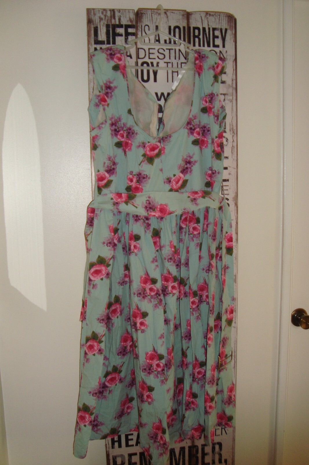 Trelise Cooper 12 14 Flight of Fancy Mint green Pink rose cotton midi