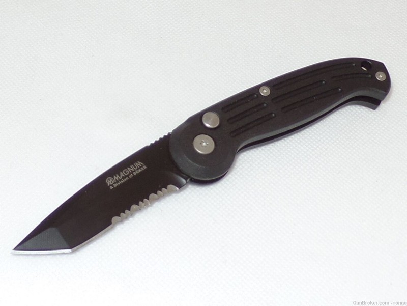 Boker Magnum  BLACK handles...........Button Lock. APPROX 3"  GREAT GIFT ** B118