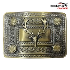 Scottish Kilt Belt Buckle Stag Mount Kilt Belt Buckle Antique Mens Buckle