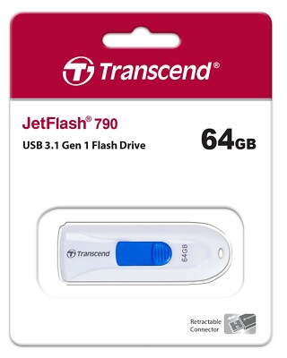 Transcend JetFlash 790 64 GB USB 3.1 Stick 790W TS64GJF790W 64GB weiss OVP