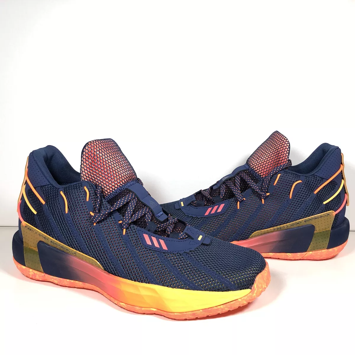 Navy blue and sales orange basketball shoes