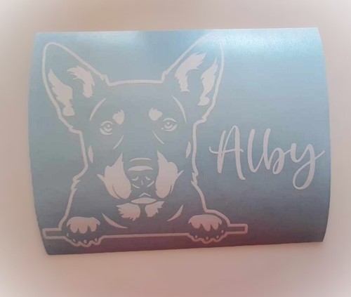 Australian Kelpie Sticker Custom name Peeking Dog Car Decal Window Vinyl Working - Picture 6 of 7