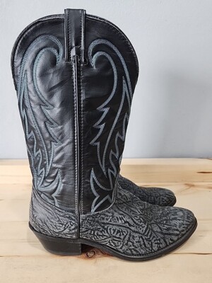 Laredo Cowboy Boots Mens 12D Black Leather Western Pull On Stitched Vintage Laredo Cowboy Boots Mens 12D Black Leather Western Pull On  main image 3