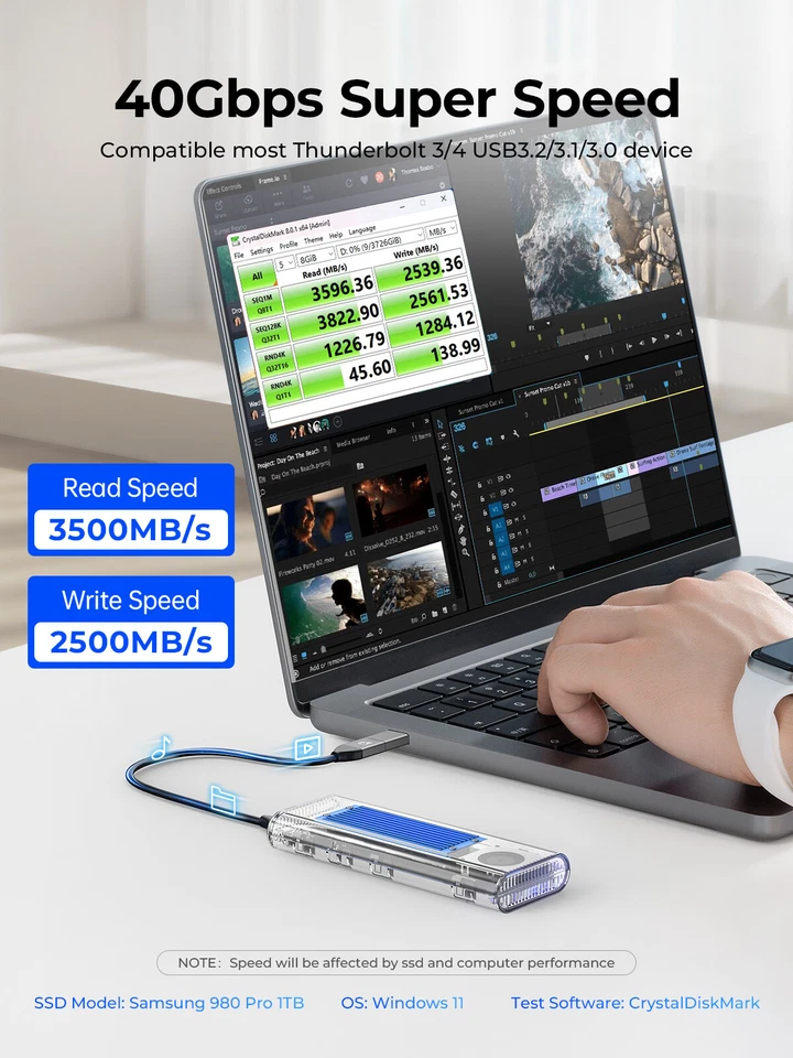 ORICO 40Gbps M.2 NVMe SSD Gehäuse USB3.2 USB4 Thunderbolt PCIe Adapter MKey - Bild 3 von 4