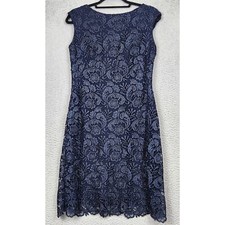 LAUREN RALPH LAUREN Evenings Dress Womens Size 6 Black Floral Lace Sleeveless