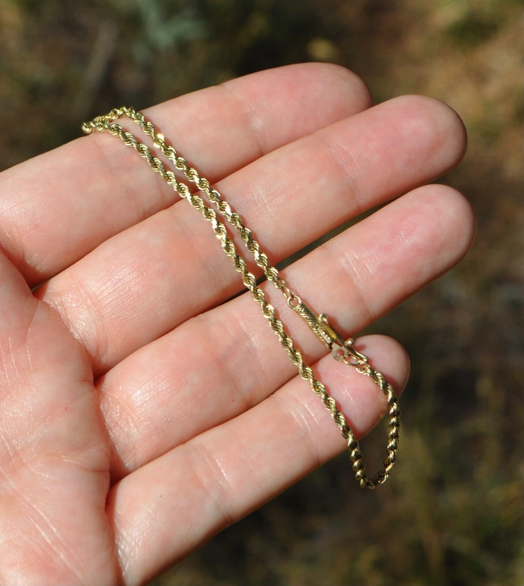 10k Solid Gold Twist Rope Chain Bracelet - Yellow Gold Size 7 1/4 Medium  Thin