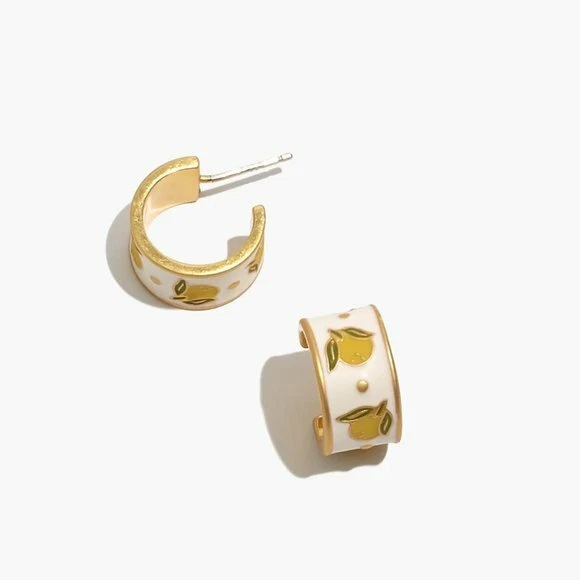 Madewell Enamel Lemon Huggie Hoop Earrings eBay