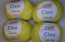 Lot of 4 Skeins, Conway Bliss Cleo Yarn, 50g, 98 yds, Citric Acid Yellow