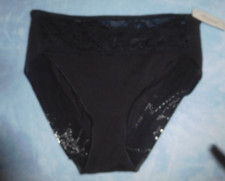 NWT Soma Vanishing Edge Cotton Blend with Lace High Leg Panty Black Size M