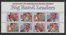 US 3099a (3096-99), 1996 32c BIG BAND LEADERS, TOP LABEL PBOF8, MNH (US3985K)