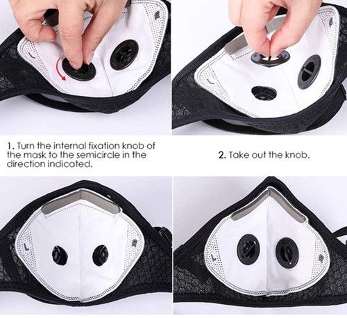 Reusable Washable Anti Pollution Face Mask PM2.5 One/Two Air Vent With Filter UK - Picture 8 of 10
