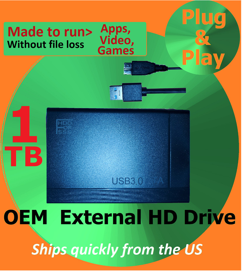 1TB Portable External USB 3.0 Hard Drive Storage HDD For Xbox One, PS4, PS5
