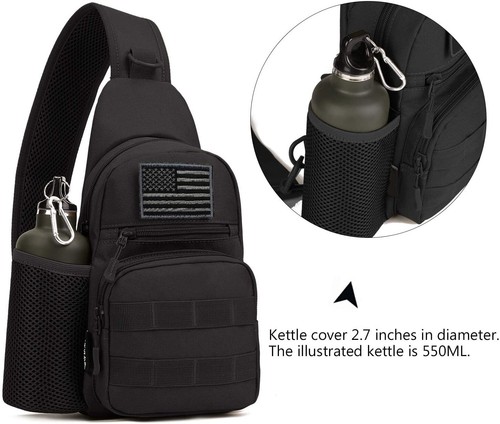 Men Tactical Chest Sling Bag One Strap Crossbody Daypack Mini Shoulder Backpack - Picture 6 of 27