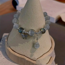 Understated silvery butterfly beaded fashion stretch fashion bracelet soft color