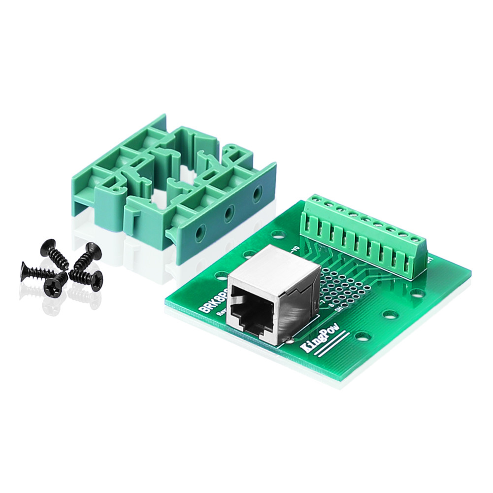 2x RJ45 / 8P8C zu Schraubklemmen Breakout Board mit DINSchienenClips