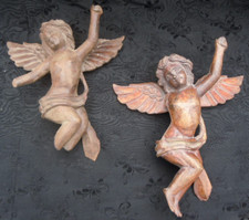 Anges bois sculpture ange chérubin angelot putti d'époque 19ème