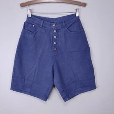 Gitano Button Fly Denim Shorts Womens XS Waist 26" High Rise Purple Inseam 10"