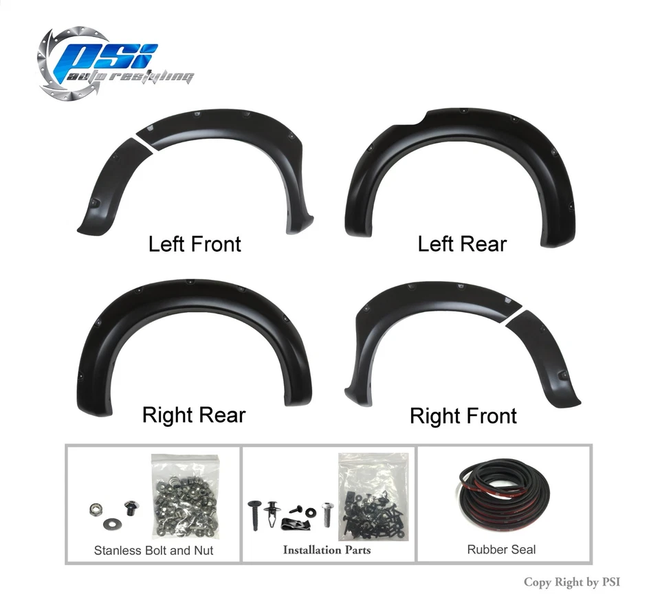 Pocket Bolt Fender Flares Fits Toyota Hilux 2011-2013 5 Ft Bed Only, Paintable Foto 2 de 4