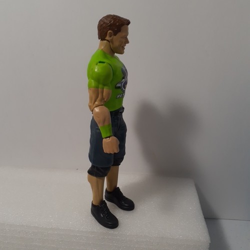 Used Wrestling Action Figure John Cena WWE Mattel Toys Green Top "RESPECT" Shirt - Picture 8 of 9