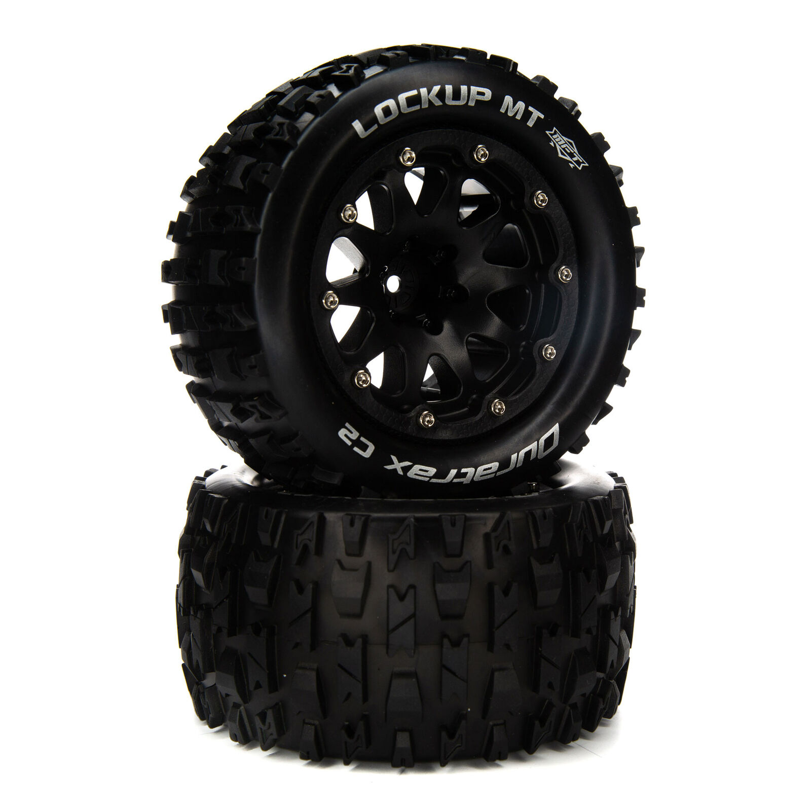 Duratrax Lockup MT Belted 2.8" Mounted Front/Rear Tires 14mm Black 2 DTXC5537