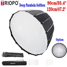 US TRIOPO 90cm/35.4" 120cm/47.2" Quick Folding Parabola Softbox For Studio Flash