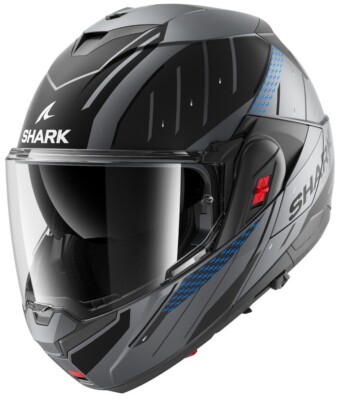 CASCO MODULARE SHARK OXO RYDGER MATT ANTRACITE BLU NERO MENTONIERA 180° TG L