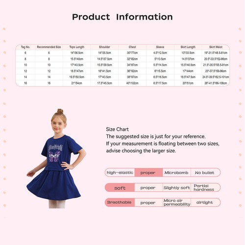 Kids Girl's T-shirt With Skirt Festival Tracksuit Gift Dress-up Fancy Cute Suit - Picture 15 of 30