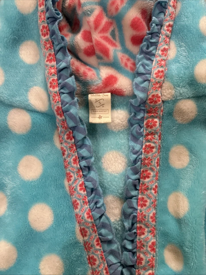 Matilda Jane Silver Pieces Blue Polka Dot Fleece Once Upon a Time Robe, Size S - Image 3 of 4