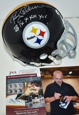 ROCKY BLEIER SIGNED VSR4 CUSTOM MASK MINI HELMET PITTSBURGH STEELERS 4XSB JSA