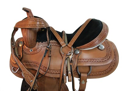 Gaited Western Horse Saddle 18 17 16 15 Pleasure Floral Tooled Leather Trail Set | Western