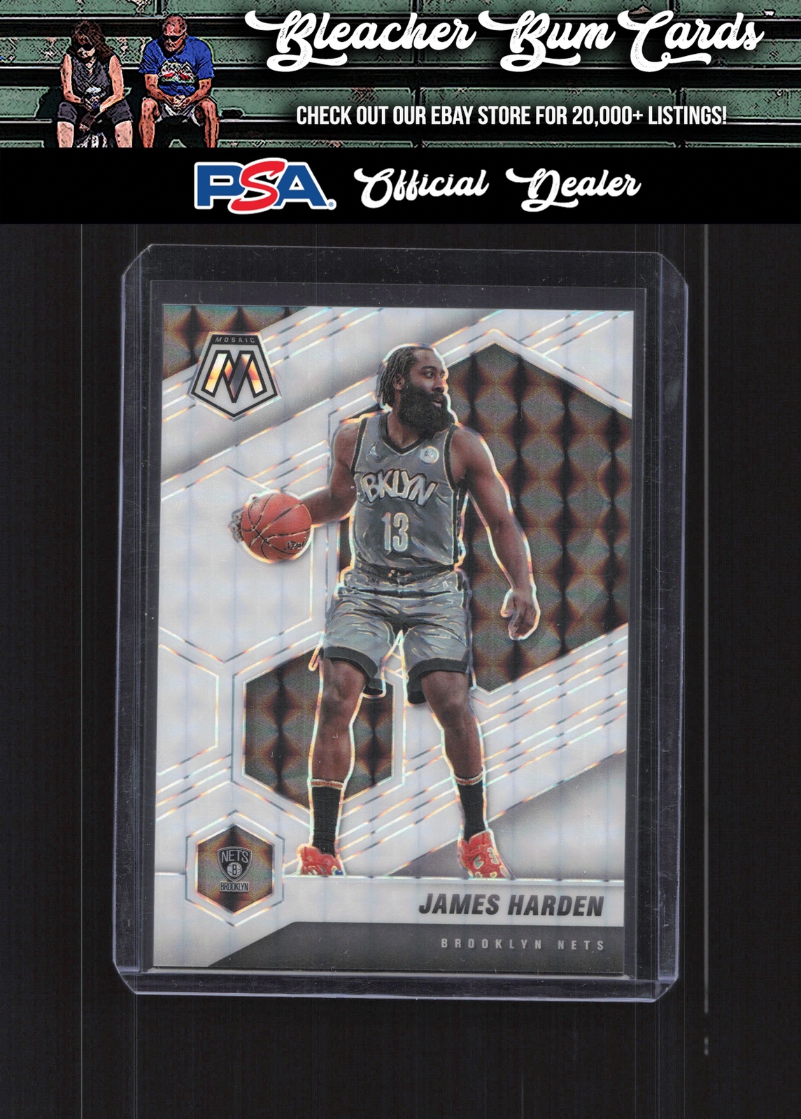 2020-21 Panini Mosaic 173 James Harden Mosaic White #/25