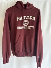 Vintage Champion Harvard University Hoodie Sweatshirt Crimson Heavy Y2K Size M