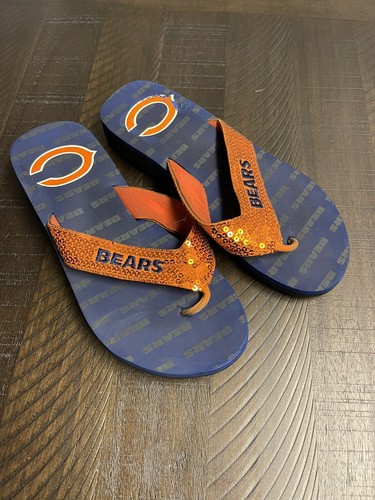 Women's NFL Chicago Bears Blue Orange Flip Flop Sandals Size 7.5