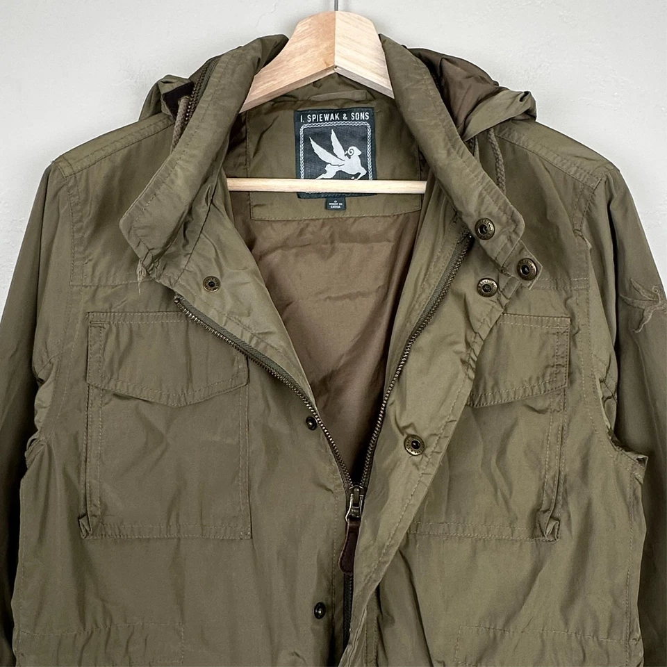 Chaqueta Hombres S Gorpcore Ropa de Trabajo Militar Utilidad Safari Bolsillos Capucha Cremallera A Presión Foto 2 de 4