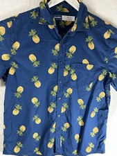 Men's Hawaiian Shirt Old Navy Blue Pineapple Large Cotton Daily Casual Wear