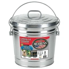 Behrens 6106 Six Gallon Can Galvanized Metal Pail Locking Lid w/ Handle