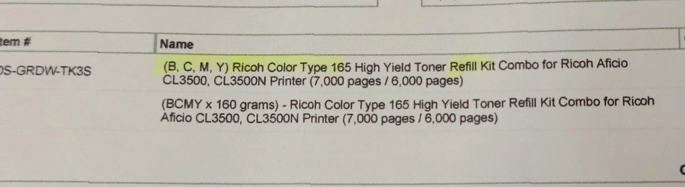 Ricoh Aficio Toner Color For CL3500 CL3500N Refill Kit Type 125 BCMY - Image 3 of 3