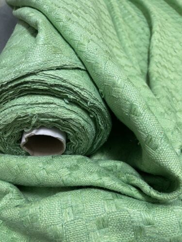 80mommy HAND WOVEN 100% SILK Fabric~HEAVY WEIGHT~By The Meter X54” Wide ~Green - Picture 9 of 12