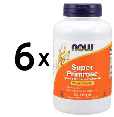 6 x NOW Foods Super Primrose, 1300mg - 120 softgels (249,99 EUR/kg)