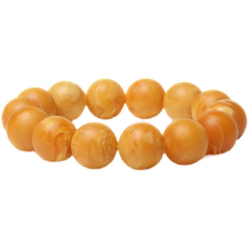 16毫米缅甸黄色蜂蜡琥珀珠手链14珠男女通用珠宝首饰 — 第 4/4 张图片