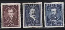 WC1_35427 AUSTRIA. 1949 AUSTRIAN COMPOSERS set. Sc.560-562. MNH