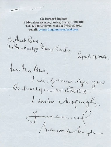 Falklands War Sir Bernard Ingham Biography and letter