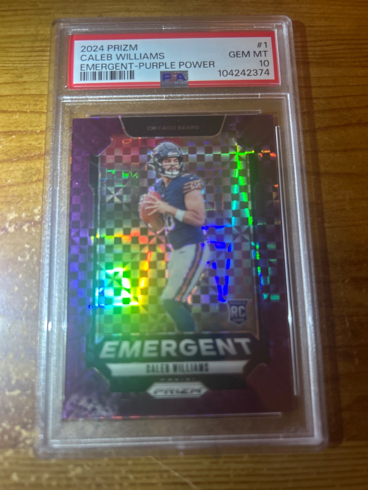 2024 Panini Prizm - Emergent Caleb Williams #1 Purple Power Prizm /49 (RC)
