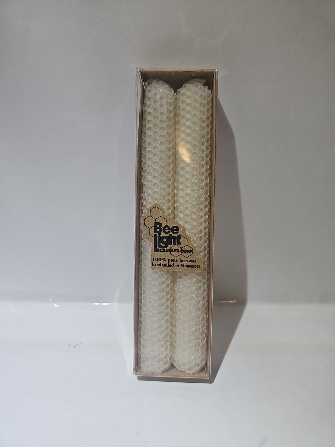 Bee Light Set Of (2) 8" 100% Beeswax Handrolled Candles