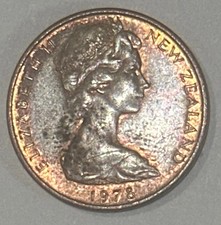 1978 * NEW ZEALAND * QUEEN ELIZABETH PENNY * 1c Cent COIN * DETAILS TONING