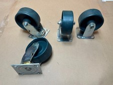 4x Heavy Duty 5" Cast Iron Casters 5x2" Metal Wheels 2x Lock & Swivel 2x Fixed